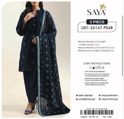 SAYA PRINTED LAWN 3PC