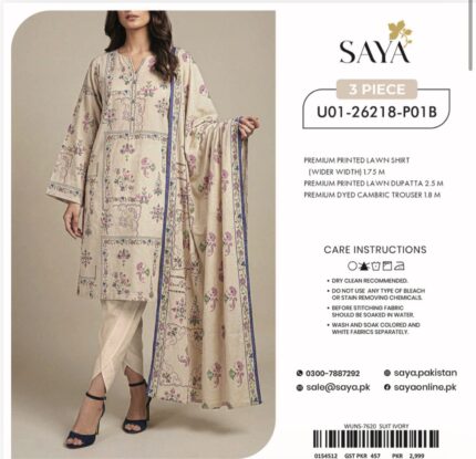 SAYA 3PC PRINTED LAWN