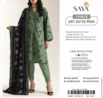 SAYA 3PC PRINTED LAWN