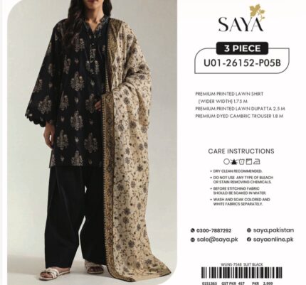 SAYA 3PC PRINTED LAWN
