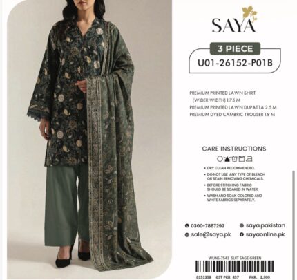 SAYA 3PC LAWN PRINTED